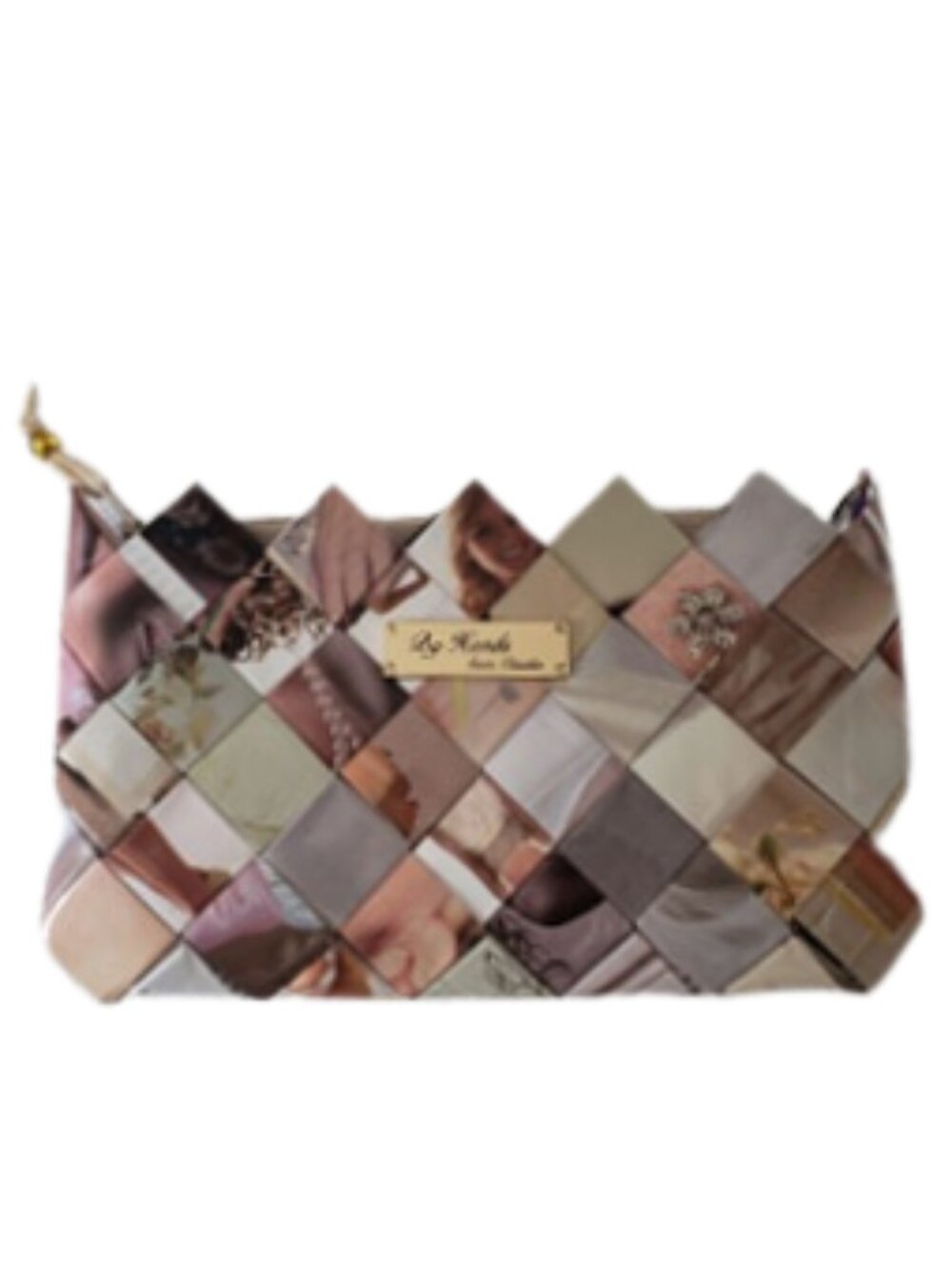 Beige handmade clutch evening bag purse